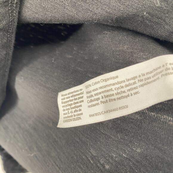 EILEEN FISHER Top XS Slub Organic Cotton Jersey Scoop Neck Short Sleeve Black - Picture 7 of 11
